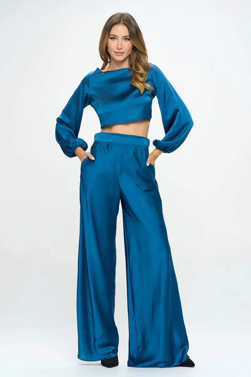 The Satin Pants in Jewel Blue – Proper Apparel Boutique 